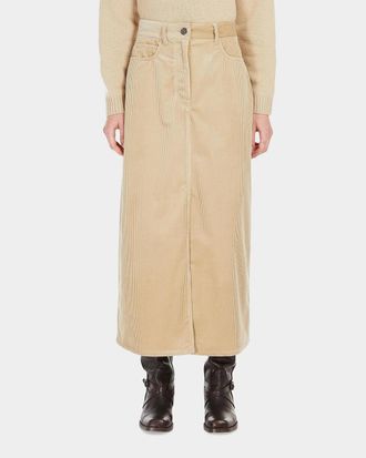 Max Mara Ghiotto Straight Cotton Corduroy Midi Skirt