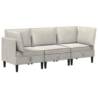 vidaXL Juego De Muebles De Sal&oacute;n Con Coj&iacute;n 3 Pcs Crema Terciopelo Vidaxl
