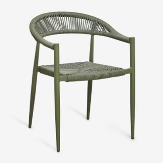 Sklum Sklum - Pack De 4 Sillas De Comedor Apilables Con Reposabrazos En Aluminio Y Rat&aacute;n Sint&eacute;tico Amatria