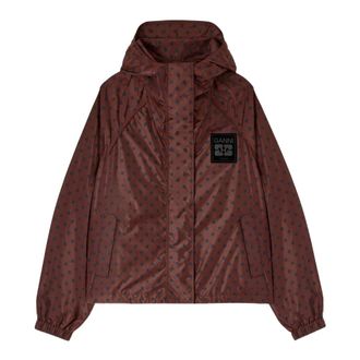 Ganni Dames, Jassen, Bruin, Maat: XS Nylon