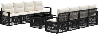 vidaXL Conjunto De Sof&aacute;s De Jard&iacute;n 9 Uds. Negro Y Blanco Crema Vidaxl