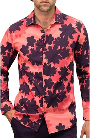 Lords of Harlech Norman Button-Up Shirt in Salerno Floral Rosa at Nordstrom, Size X-Large