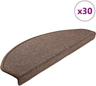 vidaXL Vidaxl - Felpudos Para Escaleras 30 Unidades 65x24x4 Cm Marr&oacute;n Caf&eacute; Semicircular Grande