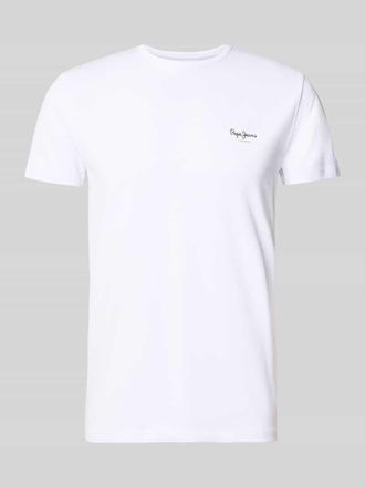 Pepe Jeans London Slim Fit T-Shirt aus Baumwoll-Mix Modell ORIGINAL BASIC 3 in Weiss, Gr&ouml;&szlig;e XXL