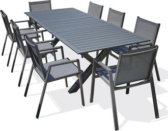 DCB Garden Conjunto de comedor de jardín 8 plazas de aluminio