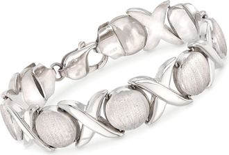 Ross-Simons Italian Sterling Silver Brushed and Polished Xo Link Bracelet