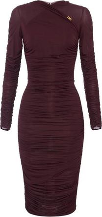 Elisabetta Franchi Jersey Jurk Met Drapering - Dames - Casual kleedjes - Rood - S - Kleedjes