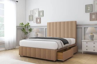 Sloomy Langston Dumfries Divan Set 2 Drawers-54 Headboard-Footboard in Light Brown | Size: Small Single