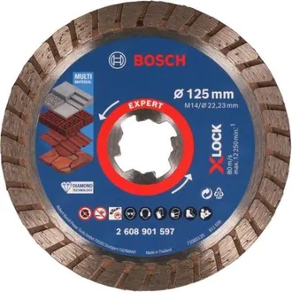 Bosch Accessories 1x Disco De Corte Con Diamante Expert Multimaterial X-lock Turbo (per Hormig&oacute;n, Ladrillos, Piedra Blanda, &Oslash; 125 X 22,23 Mm, Accesorios Amo