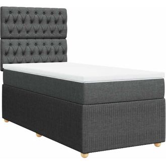 vidaXL Cama Box Spring Con Colch&oacute;n Tela Gris Oscuro 100x200 Cm Vidaxl