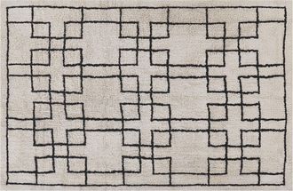 Beliani Alfombra De Algod&oacute;n Beige 160 X 230 Cm Geom&eacute;trico Anudado Escandinavo Sala De Estar Dormitorio Turhal