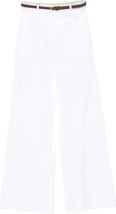 Max Mara Wijde broek met riem - Dames - Wijde Broeken - Wit - M - Broeken