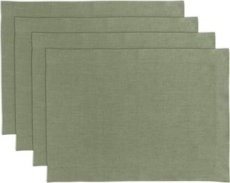 Solino Home Linen Placemats Set of 4, 14 x 19 Inch for Dining Table, Holiday and Everyday Table Decor - Fete in Oil Green at Nordstrom, Size Medium