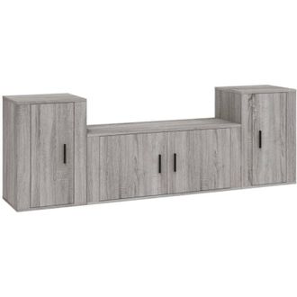 vidaXL Set De Muebles Para Tv 3 Pzas Madera Contrachapada Gris Sonoma Vidaxl