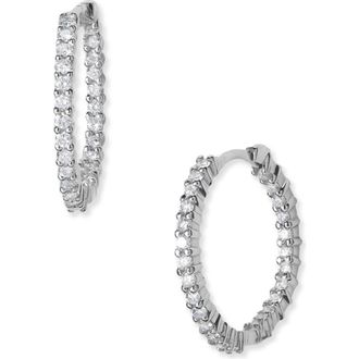 Roberto Coin Diamond Hoop Earrings in D1.00Ghsi 18Kwg at Nordstrom