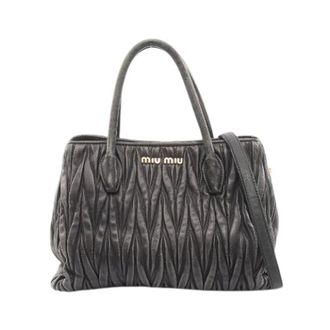 Miu Miu Pre-owned Handbags, female, Black, Size: ONE SIZE Pre-owned Matelass&eacute; Leather 2way Handbag