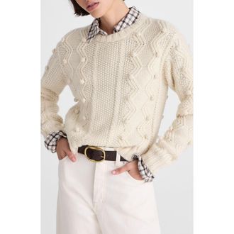 Madewell Mix Stitch Crewneck Sweater in Ivory at Nordstrom, Size Xx-Small