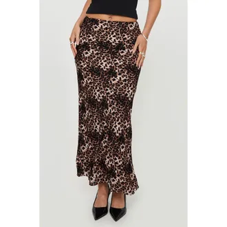 Princess Polly Emily Leopard Print Maxi Skirt in Brown at Nordstrom Rack, Size 0