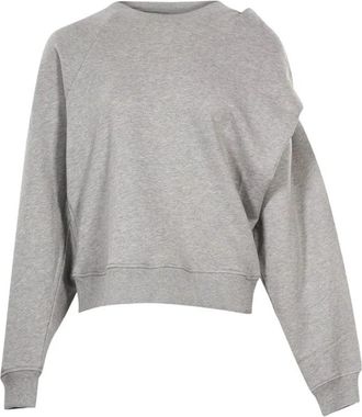Dries Van Noten Draped Jersey Crewneck Sweater - Dames - Sweatshirts - Grijs - XS - Hoodies & sweatvesten