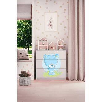 Les Tendances Les Tendances - C&oacute;moda 3 Cajones Kocot Kids Babydream Osito Azul - Blanco