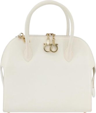 Ferragamo Gancini Handbag Leather White Leather Handbag (Pre-Owned)