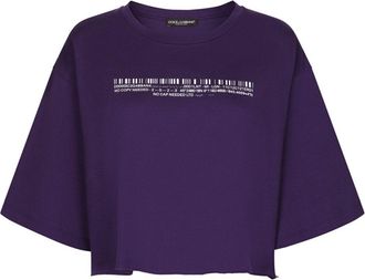 Dolce & Gabbana text-print cotton T-shirt - women - Cotton - M - Purple