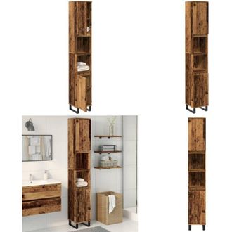 vidaXL Armadietto Bagno Legno Antico 30x30x190 cm in Legno Multistrato - Armadio da bagno - Armadio in legno