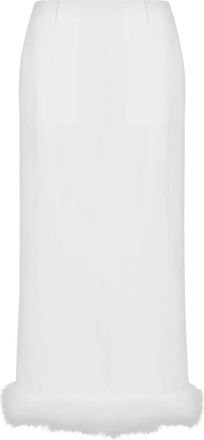 Moschino Midi-rok met twee zakken en bont afwerking - Wit