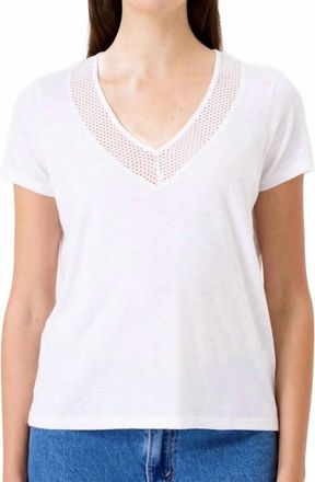Goldie London Slub Fishnet V Neck Tee In White