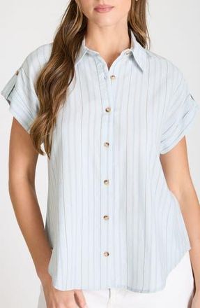 Blu Pepper Stripe Short Sleeve Button-Up Shirt in Seafoam at Nordstrom Rack, Size Medium