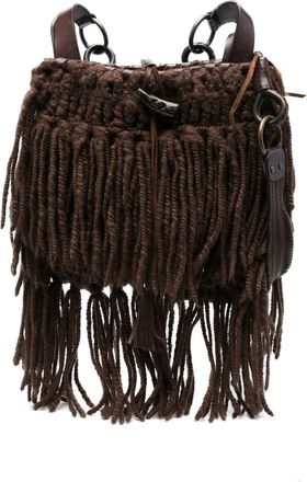 Dolce & Gabbana 2010s fringe-detailed crossbody bag - women - Wool/Leather/Metal/Suede - One Size - Brown