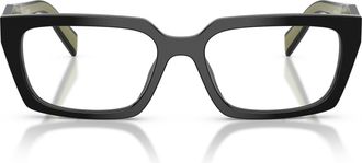 Prada Bold Rectangular Acetate Sunglasses with Gold Logo Detail