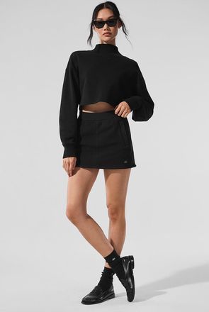 Alo | Polar Fleece Wintry Mix Skirt in Black, Size: Small