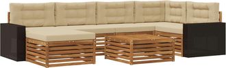 vidaXL Conjunto De Sof&aacute;s De Exterior 7 Uds. Natural Y Beige Vidaxl