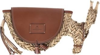 Anya Hindmarch Small Basket Donkey Shoulder Bag in Brown Raffia and Leather