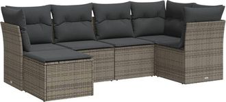 vidaXL Vidaxl - Set De Muebles De Jard&iacute;n 6 Pzas Y Cojines Rat&aacute;n Sint&eacute;tico Gris