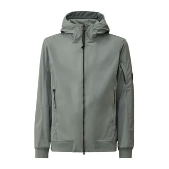 C.P. Company Bomber Jackets, male, Gray, Size: XL Shell-R Hooded Lens Jacket