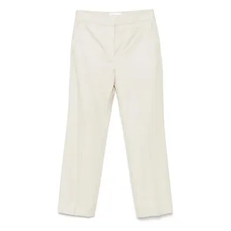 Loulou Studio Broeken, Dames, Beige, M, Chiffon, Chiffon Cropped Broeken
