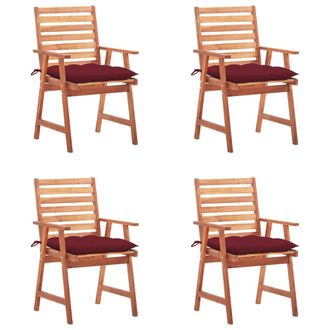 vidaXL Vidaxl - Sillas Comedor De Jard&iacute;n Y Cojines 4 Uds Madera Maciza Acacia