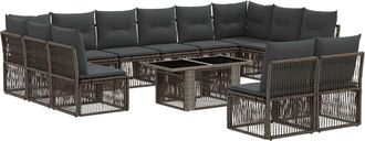 vidaXL Conjunto De Sof&aacute;s De Jard&iacute;n 13 Uds. Gris Rat&aacute;n Sint&eacute;tico Vidaxl