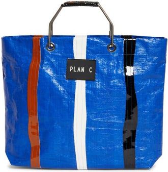 Plan C Stripe Shopper Tote in Blue White Blacks at Nordstrom