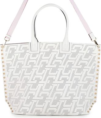 Christian Louboutin Champagne Gold Red Color White Leather Handbag Tote Bag (Pre-Owned)