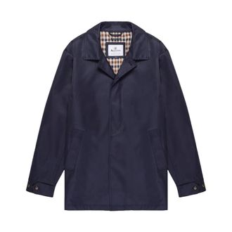 Aquascutum Blauwe Heren Trenchcoat - Heren - Mantel - Blauw - L - Katoen - Jassen