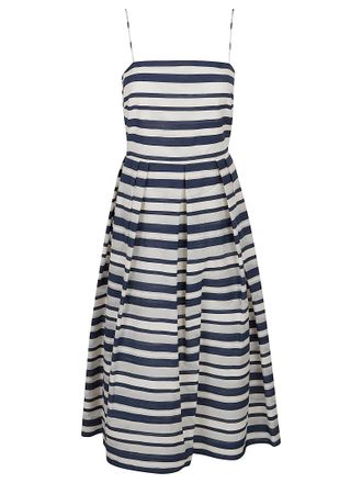 Ralph Lauren Woven Striped Fit-and-Flare Dress with Spaghetti Straps