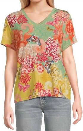 Johnny Was Janie Favorite Short Sleeve V-Neck Tee In Charlie