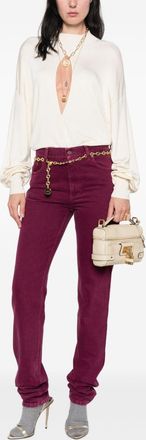 Chlo&eacute; Cotton Denim Jeans - Burgundy