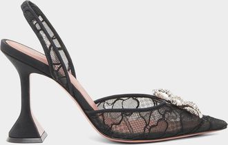 Amina Muaddi Rosie Lace 95mm Slingback Pumps