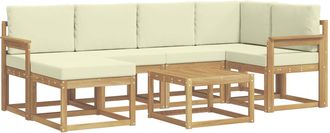 vidaXL Conjunto De Sof&aacute;s De Exterior 7 Uds. Blanco Y Crema Vidaxl
