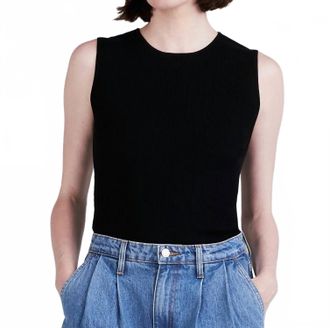 Derek Lam Ariana Ribbed Sweater Tank In Black