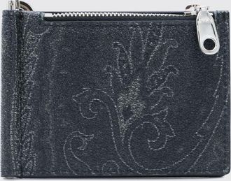 Etro Portacarte bifold in cotone spalmato Paisley con clip fermasoldi